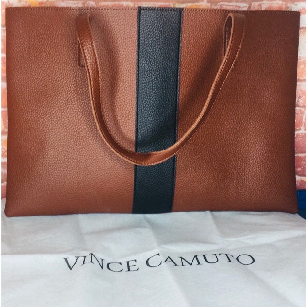 Vince Camuto Cognac and Black Tote Bag